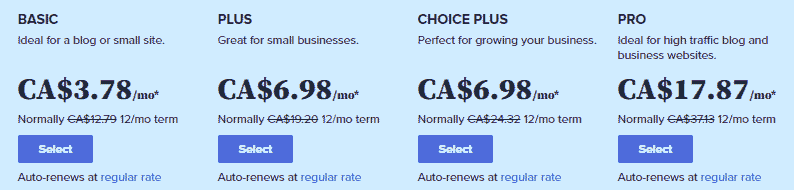 Bluehost offer in Canada