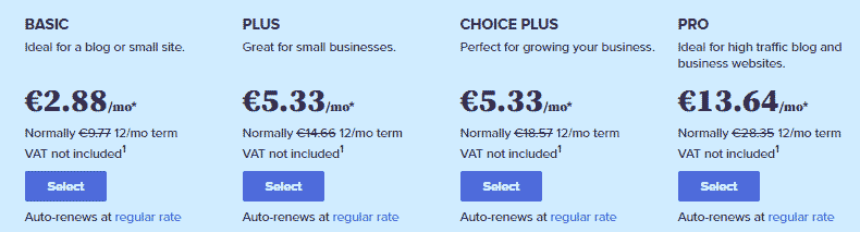 Bluehost offer in Euro